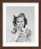 1940s Little Girl Blowing Her Nose Fine Art Print