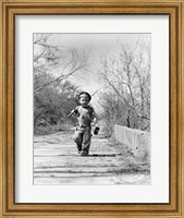1940s Boy Walking Down Country Road Fine Art Print