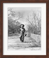 1940s Boy Walking Down Country Road Fine Art Print