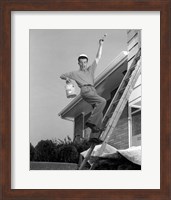 1960s Man Falling Off Of Ladder Fine Art Print