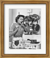 1950s Housewife Cooking Fine Art Print