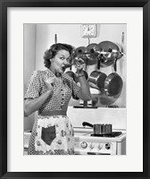 1950s Housewife Cooking Fine Art Print