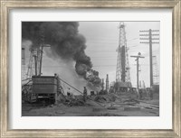 1920s Oil Field Fire Column Of Black Smoke In Field Fine Art Print