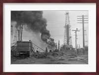 1920s Oil Field Fire Column Of Black Smoke In Field Fine Art Print