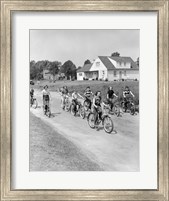 1950s Group Of  Boys And Girls Riding Bicycles Fine Art Print
