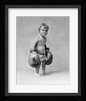 1930s Baby Boy Toddler Wearing  Boxing Gloves Fine Art Print