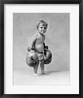1930s Baby Boy Toddler Wearing  Boxing Gloves Fine Art Print