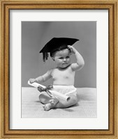 1940s Baby Wearing Graduation Cap Fine Art Print