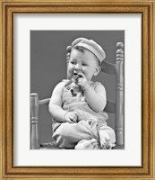1940s Baby Sitting Chair Holding Cigar Fine Art Print