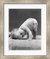 1940s Baby Bending Down With Head On Blanket Fine Art Print