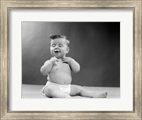 1950s Baby Seated With Eyes Closed Fine Art Print