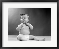 1950s Baby Seated With Eyes Closed Fine Art Print