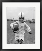 1950s Boy In Oversized Shirt And Helmet Fine Art Print