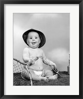 1960s Baby Girl Wearing Fishing Hat Fine Art Print