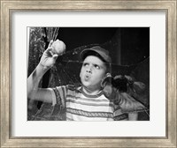 1950s Boy In Tee-Shirt And Cap Fine Art Print