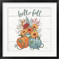 Fall Fun II - Gray and Blue Pumpkin Fine Art Print