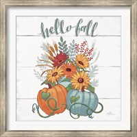 Fall Fun II - Gray and Blue Pumpkin Fine Art Print