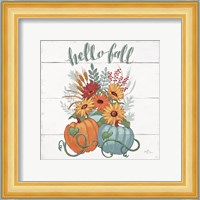 Fall Fun II - Gray and Blue Pumpkin Fine Art Print