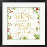 Christmas Sentiments III Gold on Wood Framed Print
