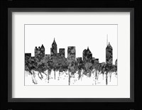 Atlanta Georgia Skyline - Cartoon B&W Fine Art Print