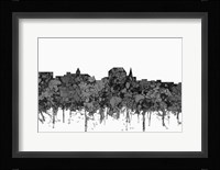 Augusta Maine Skyline - Cartoon B&W Fine Art Print