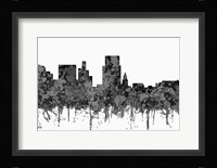 Boise Idaho Skyline - Cartoon B&W Fine Art Print