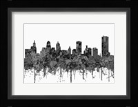 Buffalo New York Skyline - Cartoon B&W Fine Art Print