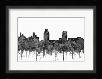 Camden New Jersey Skyline - Cartoon B&W Fine Art Print