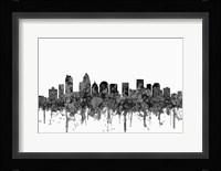 Charlotte NC Skyline - Cartoon B&W Fine Art Print