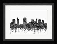 Columbus Ohio Skyline - Cartoon B&W Fine Art Print