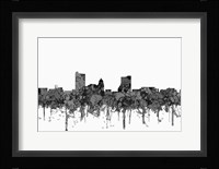 Fort Wayne Indiana Skyline - Cartoon B&W Fine Art Print