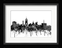 Lansing Michigan Skylines - Cartoon B&W Fine Art Print