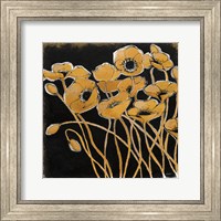 Gold Black Line Poppies I Fine Art Print