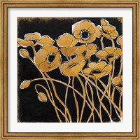 Gold Black Line Poppies I Fine Art Print
