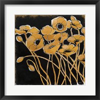 Gold Black Line Poppies I Framed Print