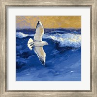 Seagulls with Gold Sky II Fine Art Print