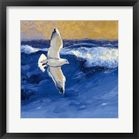 Seagulls with Gold Sky II Framed Print