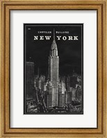 Blueprint Map New York Chrysler Building Black Fine Art Print