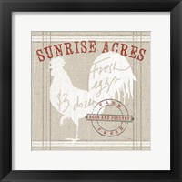 Farm Linen Rooster Framed Print