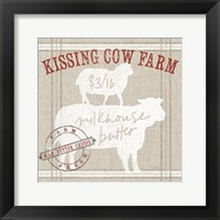 Farm Linen Cow Framed Print