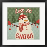 Retro Christmas VII Let It Snow Framed Print