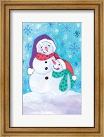 Happy Snowman and Baby Fine Art Print