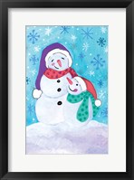 Happy Snowman and Baby Fine Art Print