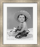 1960s Baby Girl Wearing Cowboy Hat Fine Art Print