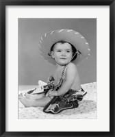 1960s Baby Girl Wearing Cowboy Hat Fine Art Print