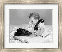 1960s Baby Girl With Telephone Book Fine Art Print