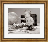 1960s Baby Seated Looking At Globe Fine Art Print