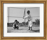 1960s Two Boys Playing Baseball Fine Art Print