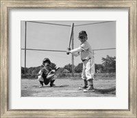 1960s Two Boys Playing Baseball Fine Art Print
