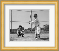 1960s Two Boys Playing Baseball Fine Art Print